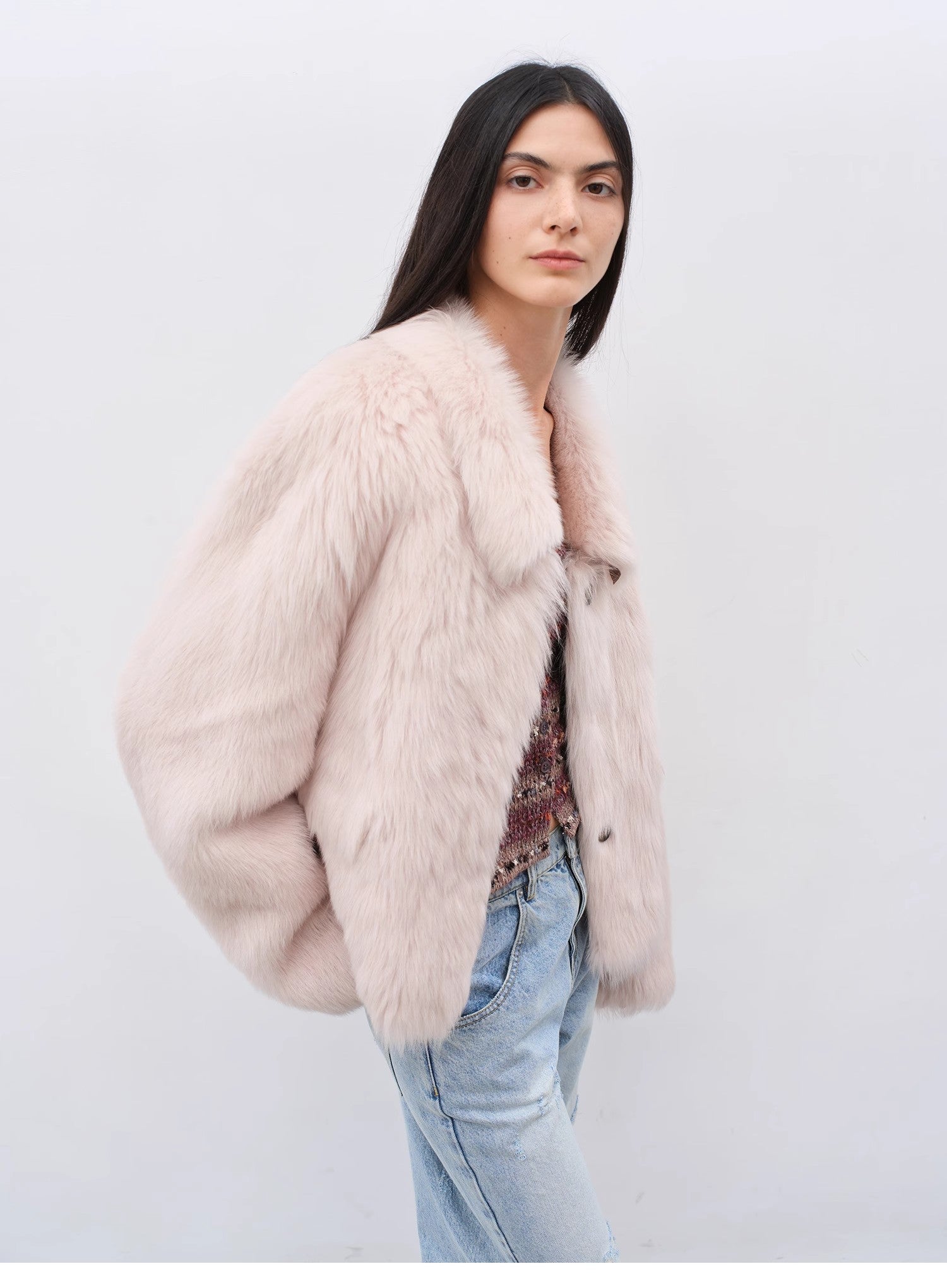 "Dream Walk" long lapel Tuscan wool sheepskin short fur coat for women - variant_title