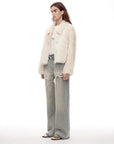 "Dream Walk" long lapel Tuscan wool sheepskin short fur coat for women - variant_title
