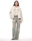 "Dream Walk" long lapel Tuscan wool sheepskin short fur coat for women - variant_title