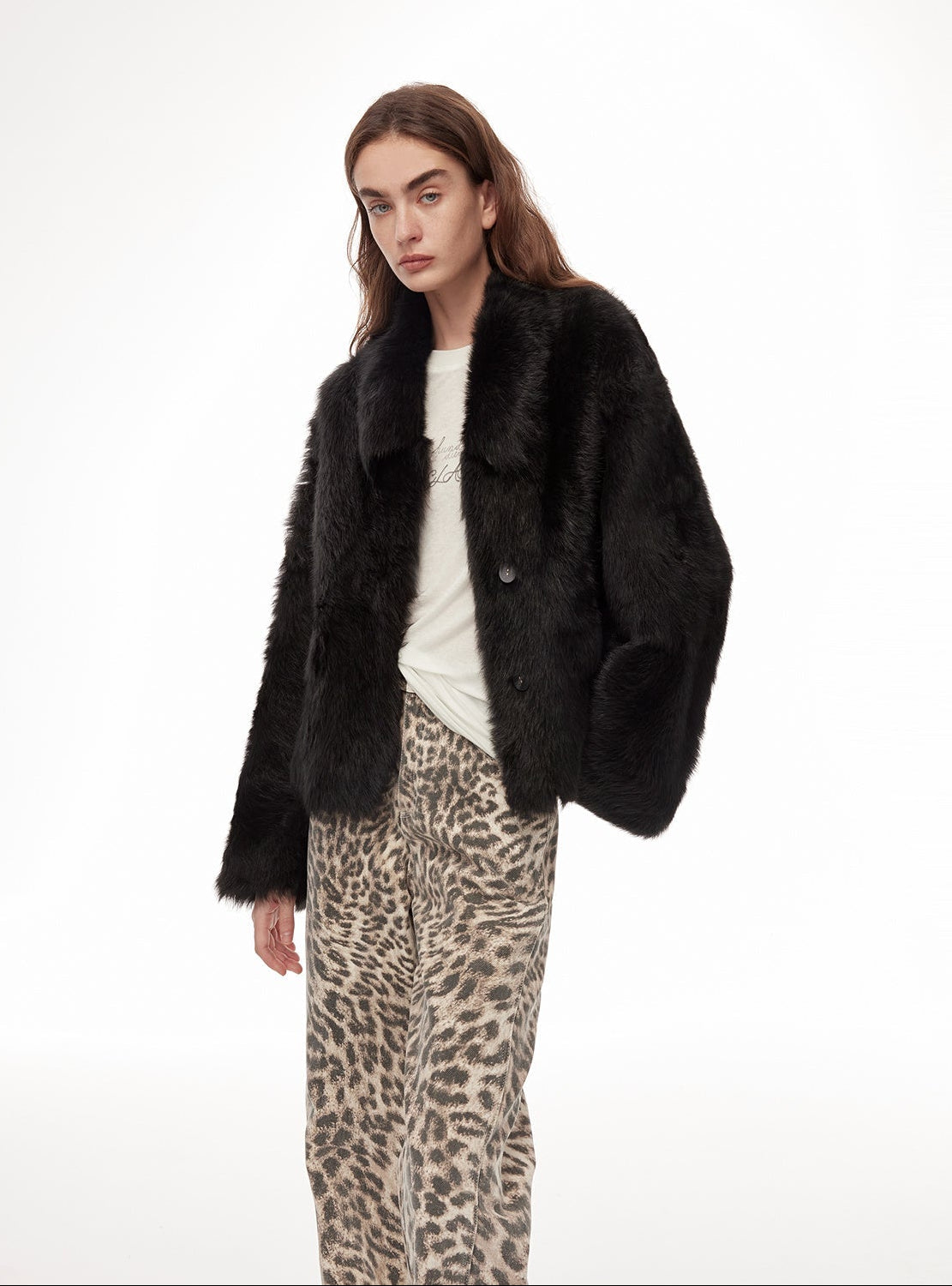 "Dream Walk" long lapel Tuscan wool sheepskin short fur coat for women - variant_title