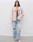 "Dream Walk" long lapel Tuscan wool sheepskin short fur coat for women - variant_title