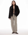 "Dream Walk" long lapel Tuscan wool sheepskin short fur coat for women - variant_title