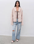 "Dream Walk" long lapel Tuscan wool sheepskin short fur coat for women - variant_title