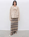 "Dream Walk" long lapel Tuscan wool sheepskin short fur coat for women - variant_title