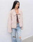 "Dream Walk" long lapel Tuscan wool sheepskin short fur coat for women - variant_title