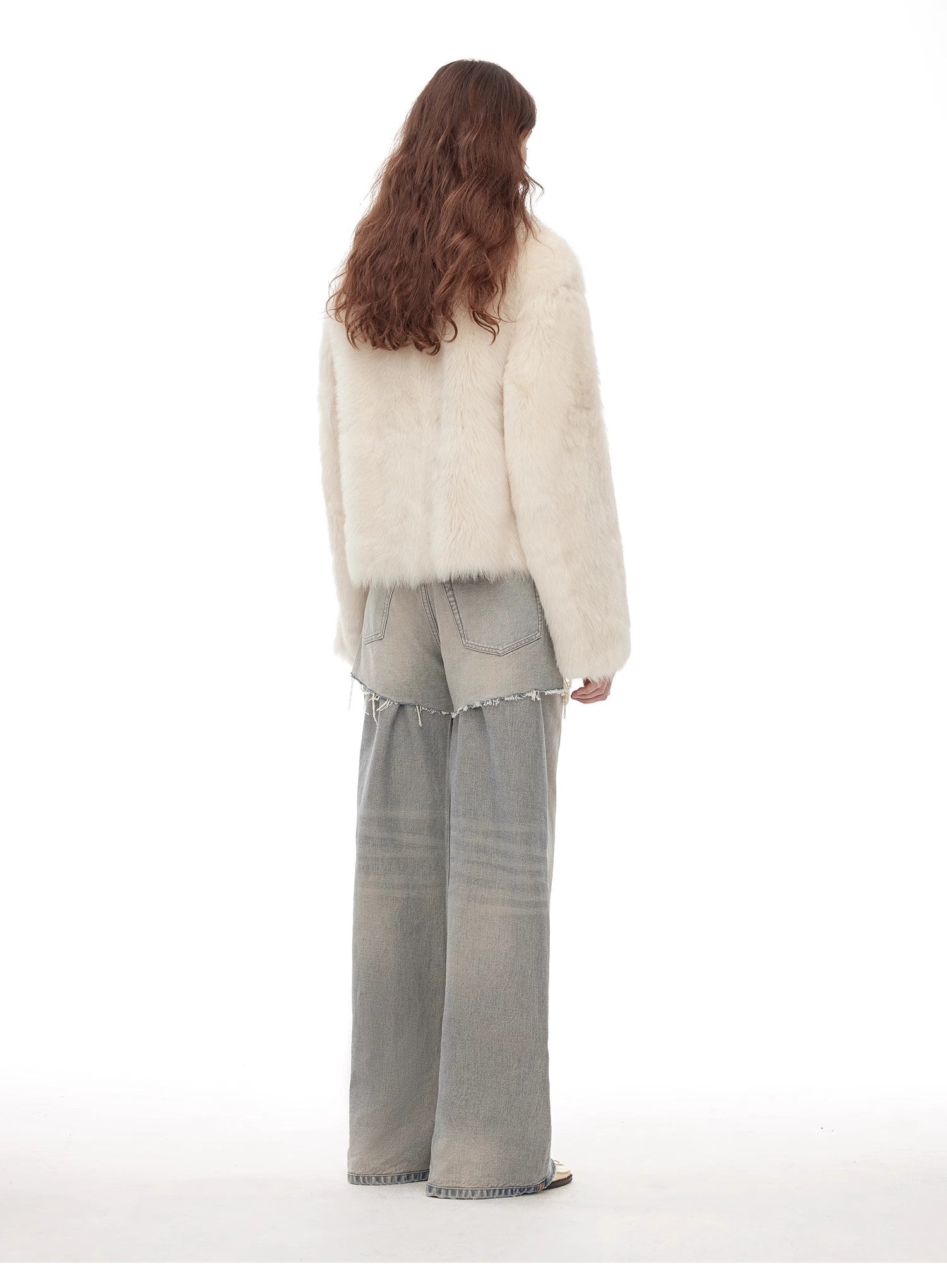 "Dream Walk" long lapel Tuscan wool sheepskin short fur coat for women - variant_title