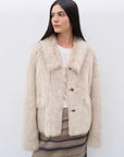 "Dream Walk" long lapel Tuscan wool sheepskin short fur coat for women - variant_title