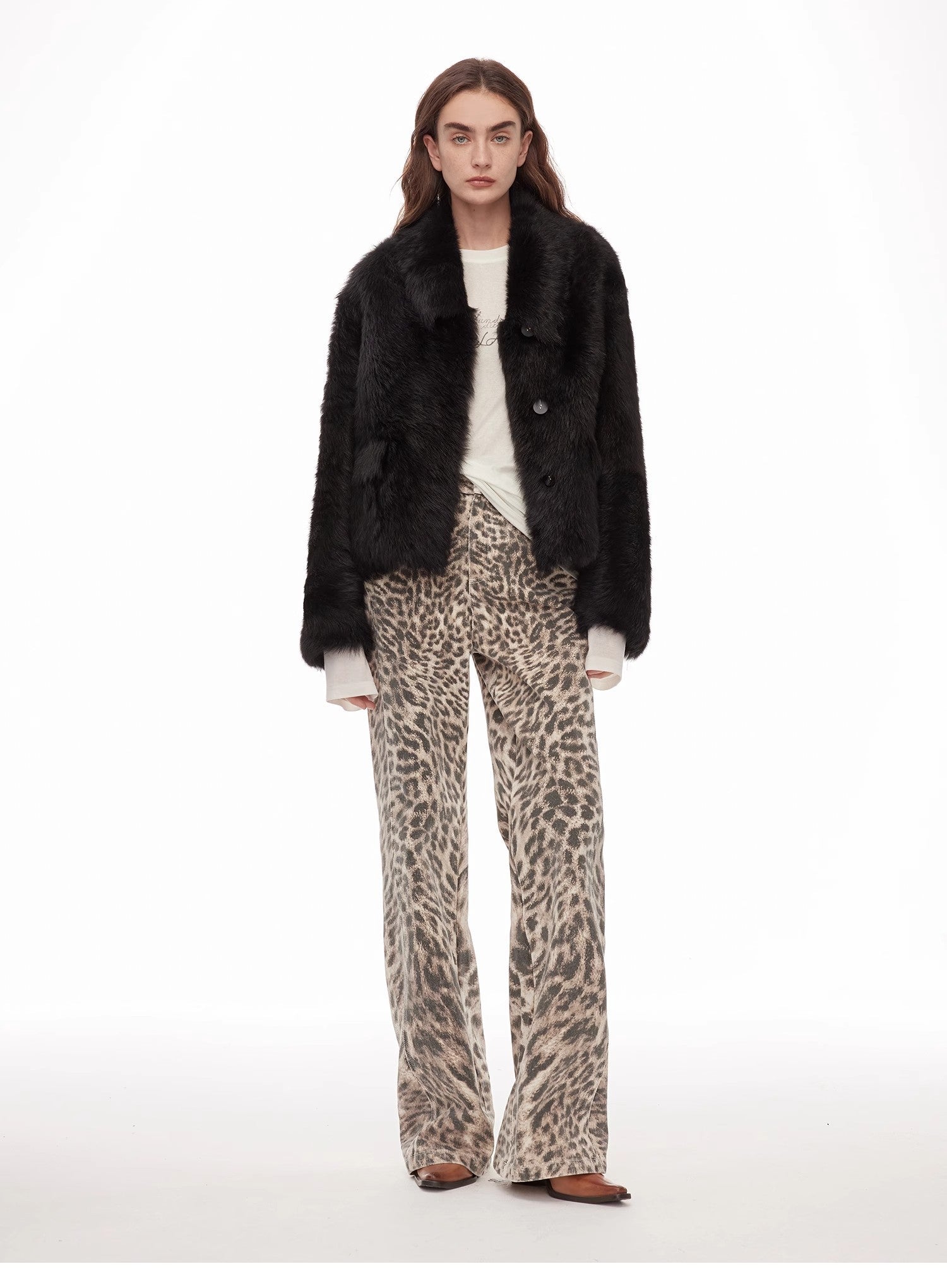 "Dream Walk" long lapel Tuscan wool sheepskin short fur coat for women - variant_title