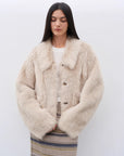 "Dream Walk" long lapel Tuscan wool sheepskin short fur coat for women - variant_title