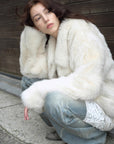 "Dream Walk" long lapel Tuscan wool sheepskin short fur coat for women - variant_title
