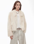 "Dream Walk" long lapel Tuscan wool sheepskin short fur coat for women - variant_title