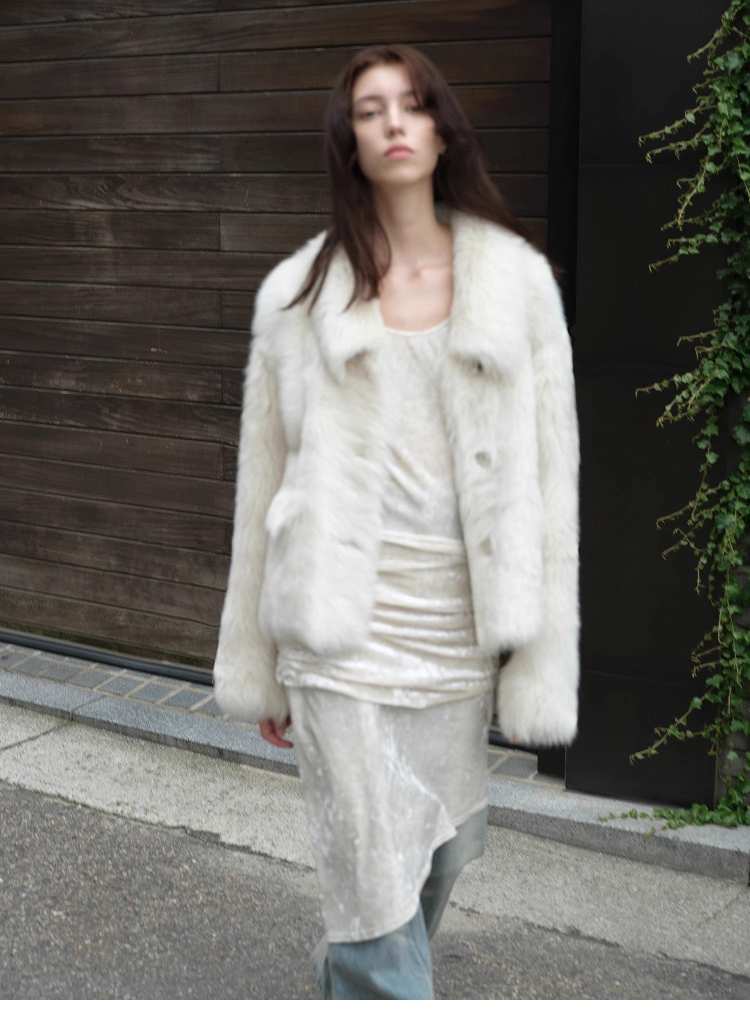 "Dream Walk" long lapel Tuscan wool sheepskin short fur coat for women - variant_title