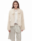 "Dream Walk" long lapel Tuscan wool sheepskin short fur coat for women - variant_title