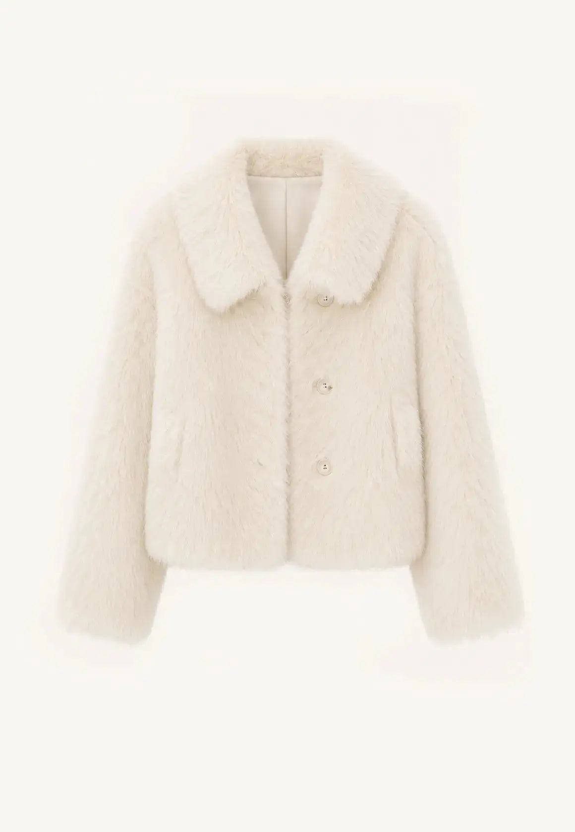 Dream Walk milky white Toscana wool shearling short coat product cutout