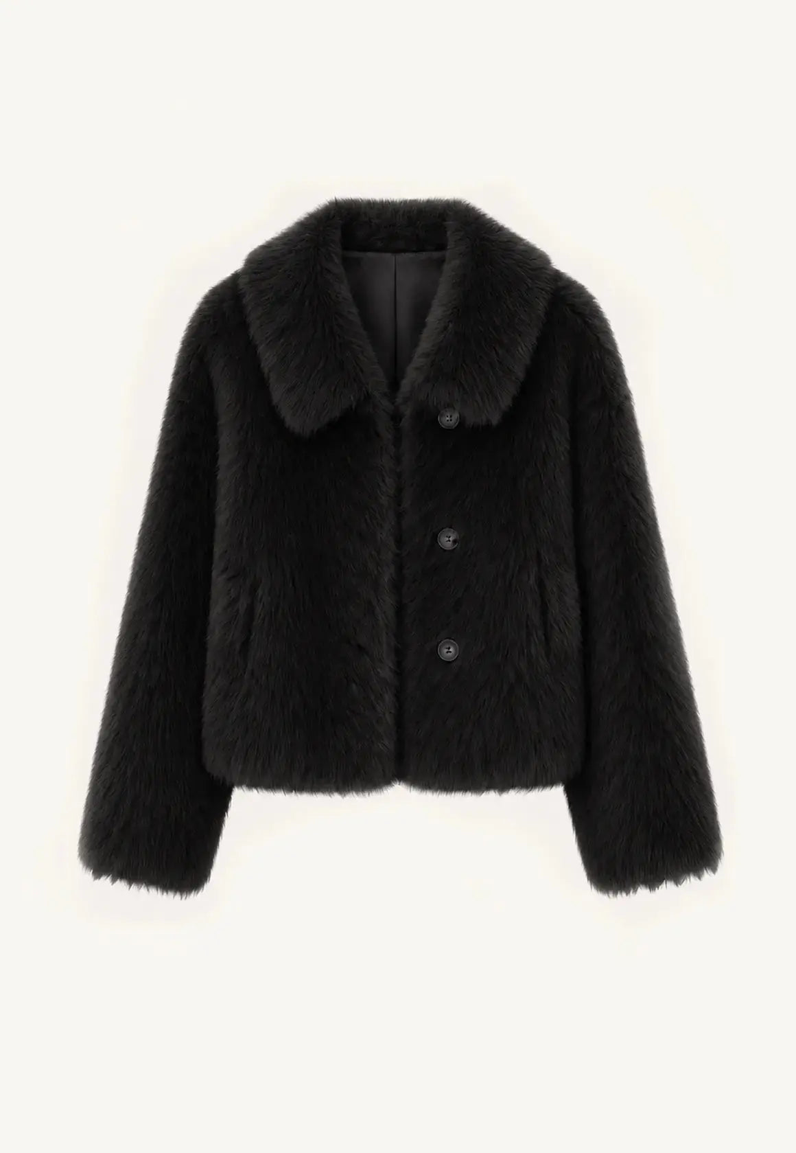Dream Walk texture black Toscana wool shearling short coat product cutout