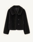 Dream Walk texture black Toscana wool shearling short coat product cutout