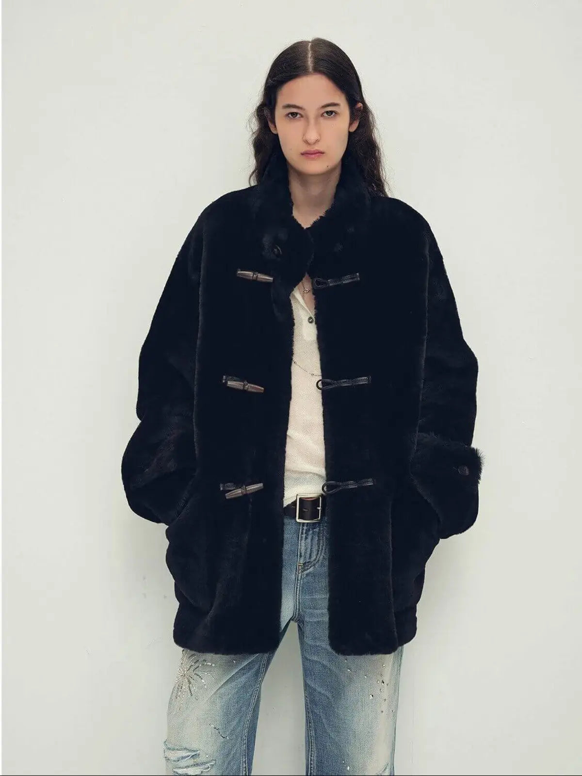 Dreamer long stand-collar sheepskin jacket product image 06