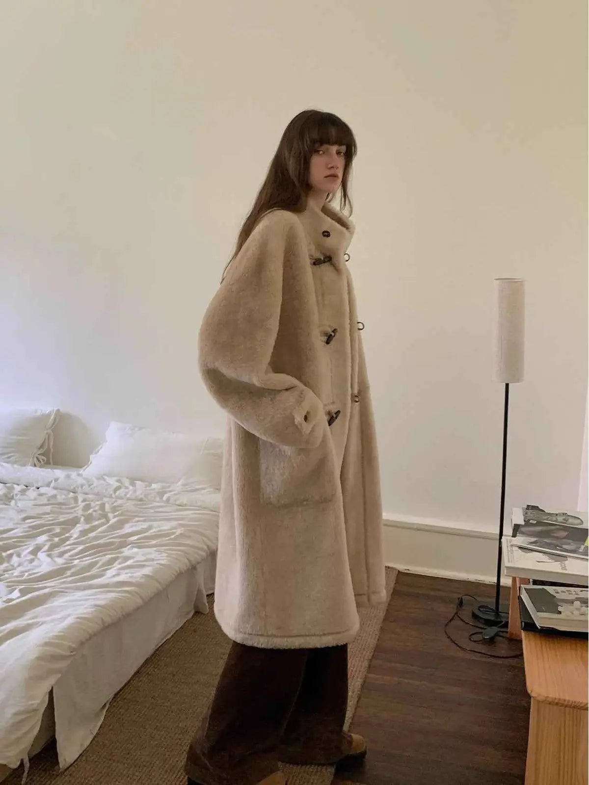 Dreamer long stand-collar sheepskin jacket product image 13