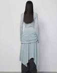 "Dreamy Ball" Lightweight and Breathable 100% Wool / U - neck Irregular Hem Long Dress for Women - variant_title