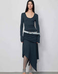"Dreamy Ball" Lightweight and Breathable 100% Wool / U - neck Irregular Hem Long Dress for Women - variant_title