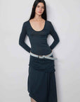 "Dreamy Ball" Lightweight and Breathable 100% Wool / U - neck Irregular Hem Long Dress for Women - variant_title