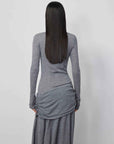 "Dreamy Ball" Lightweight and Breathable 100% Wool / U - neck Irregular Hem Long Dress for Women - variant_title