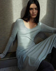 "Dreamy Ball" Lightweight and Breathable 100% Wool / U - neck Irregular Hem Long Dress for Women - variant_title