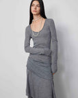 "Dreamy Ball" Lightweight and Breathable 100% Wool / U - neck Irregular Hem Long Dress for Women - variant_title