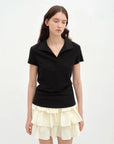 Dublin lapel slim fit short sleeve T-shirt black front view