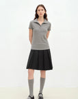 "Dublin" Lapel Straight Shoulder Slim Fit Short Sleeve T-shirt Tops Women - variant_title