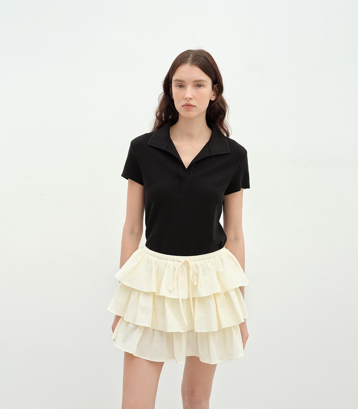 "Dublin" Lapel Straight Shoulder Slim Fit Short Sleeve T-shirt Tops Women - variant_title