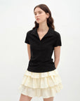 "Dublin" Lapel Straight Shoulder Slim Fit Short Sleeve T-shirt Tops Women - variant_title