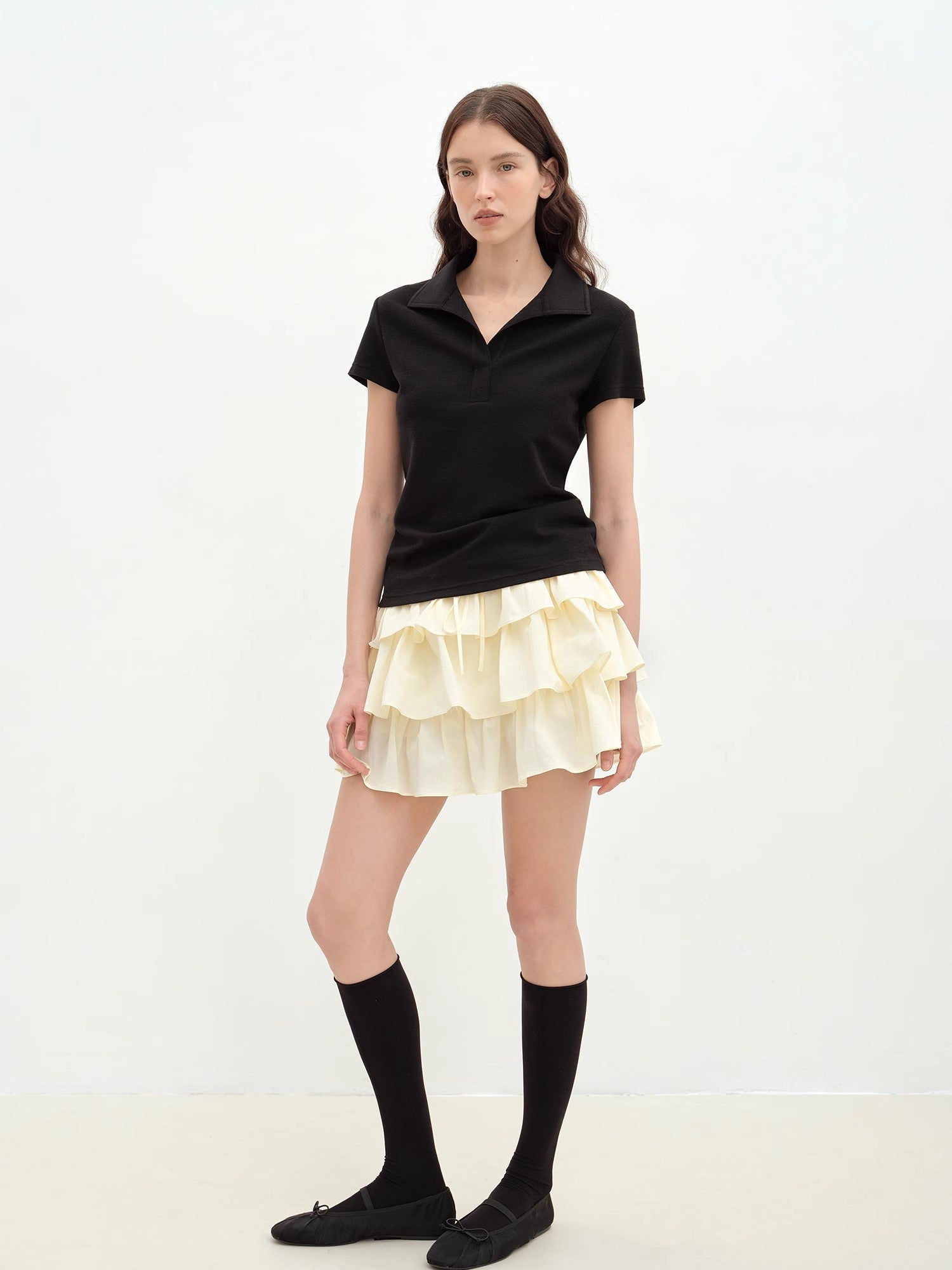 "Dublin" Lapel Straight Shoulder Slim Fit Short Sleeve T-shirt Tops Women - variant_title