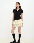 "Dublin" Lapel Straight Shoulder Slim Fit Short Sleeve T-shirt Tops Women - variant_title