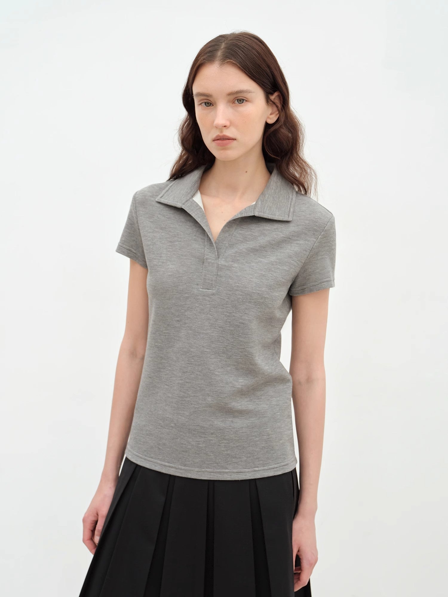 "Dublin" Lapel Straight Shoulder Slim Fit Short Sleeve T-shirt Tops Women - variant_title