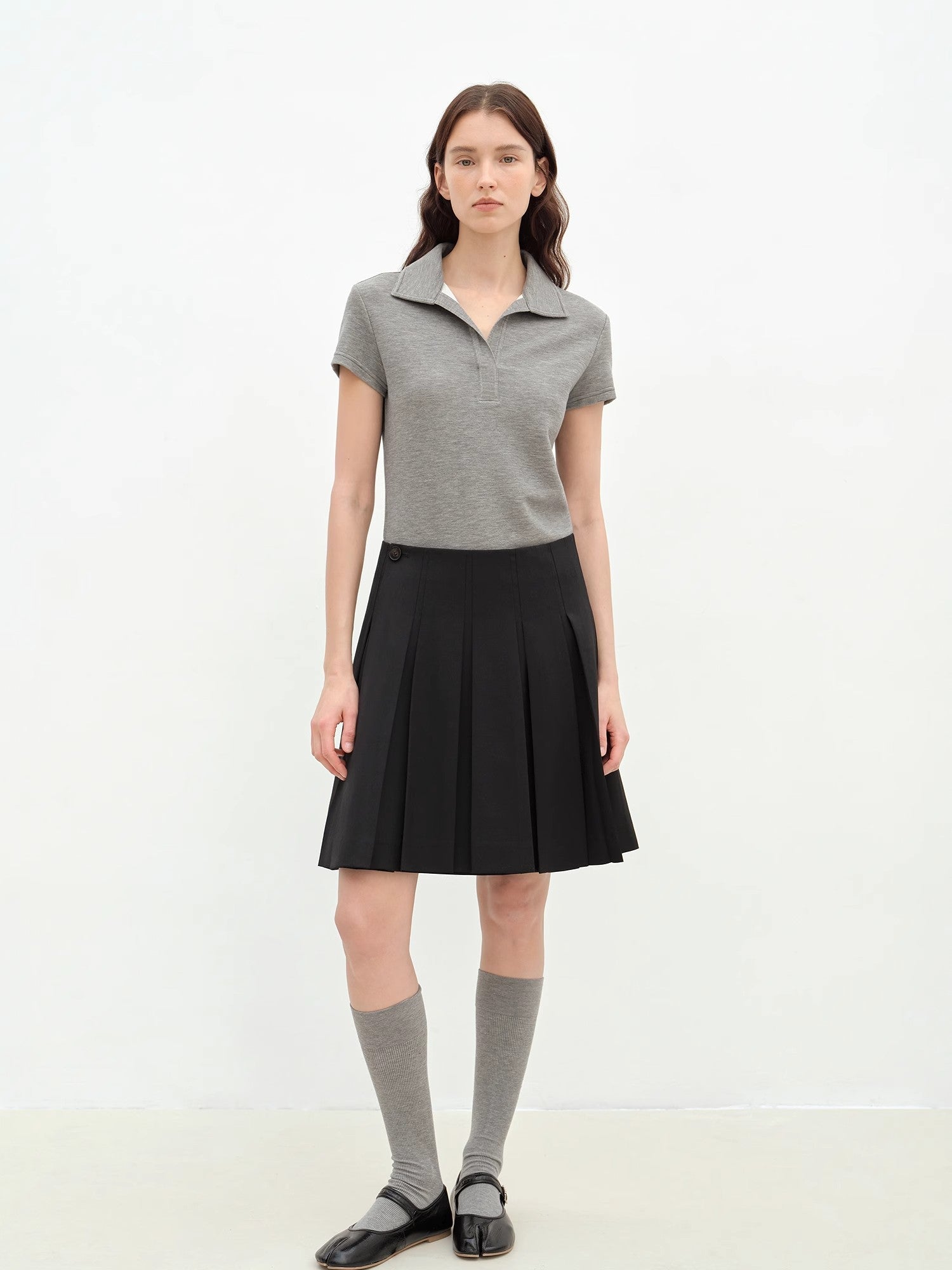 "Dublin" Lapel Straight Shoulder Slim Fit Short Sleeve T-shirt Tops Women - variant_title