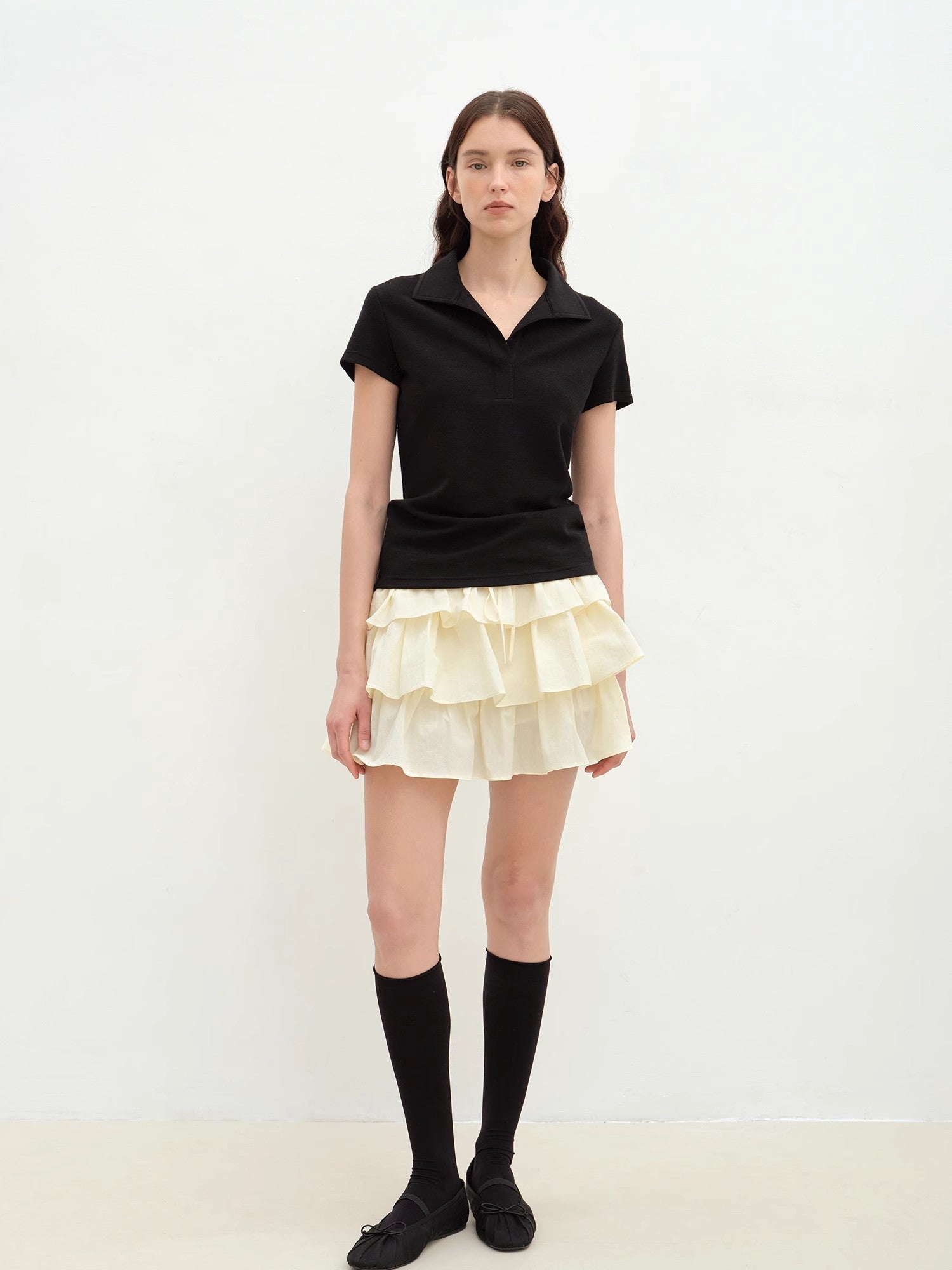 "Dublin" Lapel Straight Shoulder Slim Fit Short Sleeve T-shirt Tops Women - variant_title