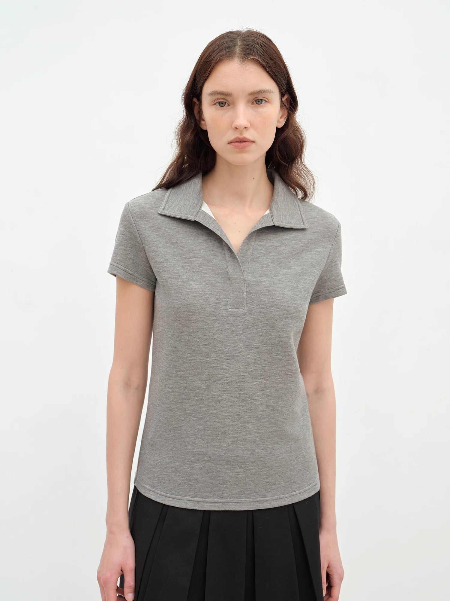 "Dublin" Lapel Straight Shoulder Slim Fit Short Sleeve T-shirt Tops Women - variant_title