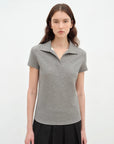 "Dublin" Lapel Straight Shoulder Slim Fit Short Sleeve T-shirt Tops Women - variant_title