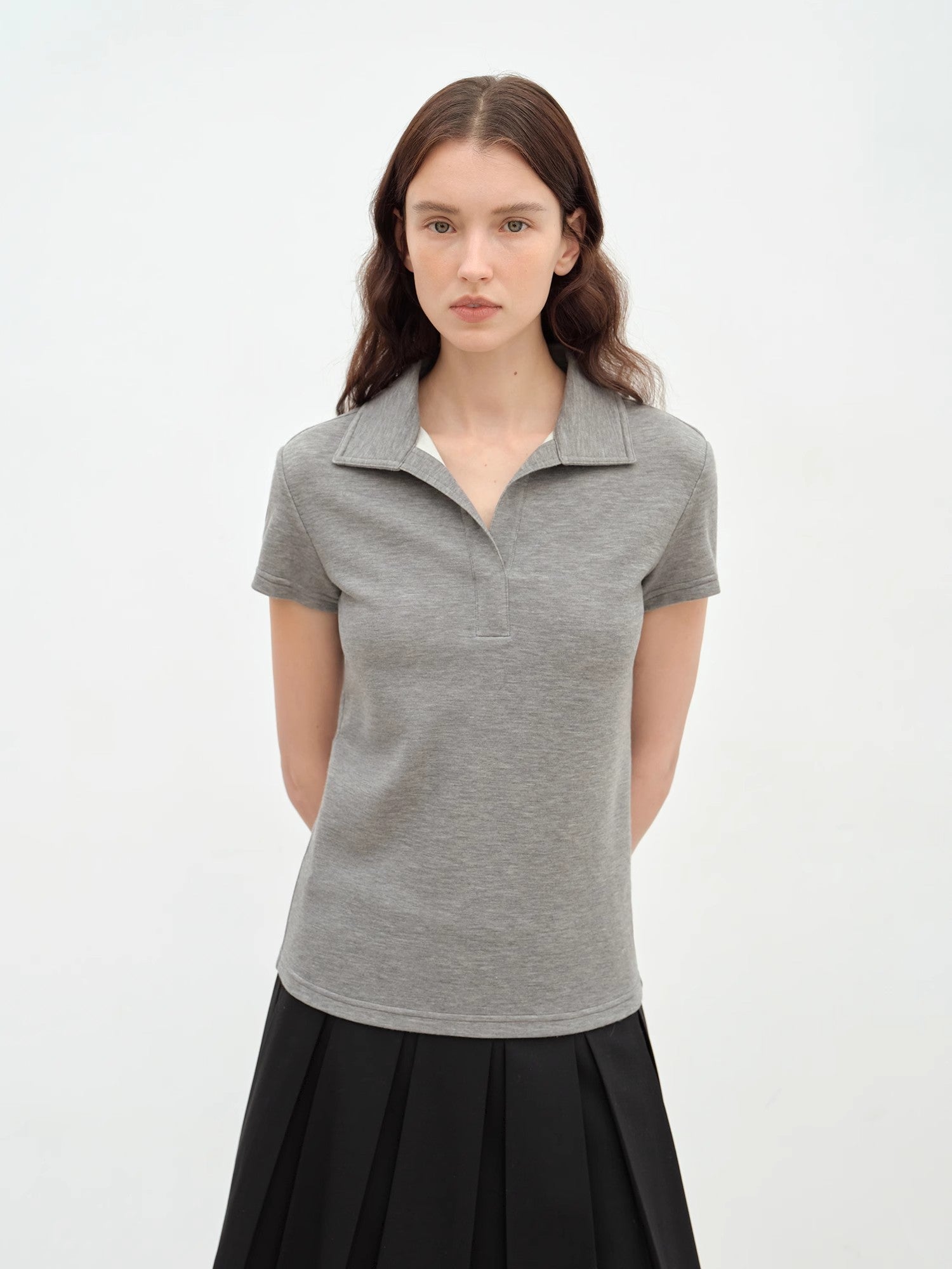 "Dublin" Lapel Straight Shoulder Slim Fit Short Sleeve T-shirt Tops Women - variant_title