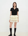 "Dublin" Lapel Straight Shoulder Slim Fit Short Sleeve T-shirt Tops Women - variant_title