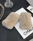 Rex rabbit fur fingerless gloves texture and fit detail - Fireladyfur