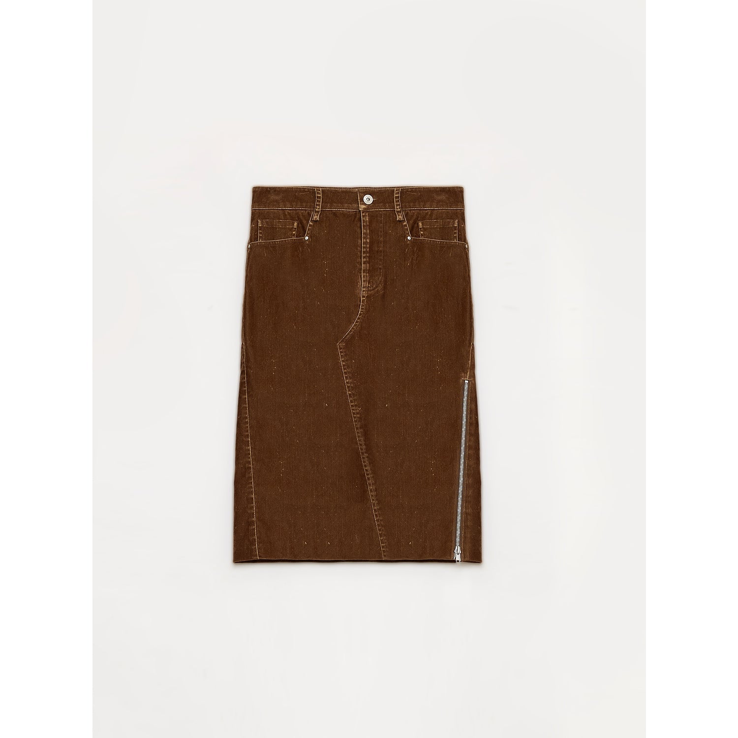 "Early Spring Sun" Retro Distressed Flocked Denim Straight Skirt Side Zipper Slit Skirt - variant_title