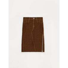 "Early Spring Sun" Retro Distressed Flocked Denim Straight Skirt Side Zipper Slit Skirt - variant_title