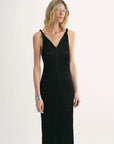 EASTMAN Ice Gloss Acetate Three - Dimensional Wave Drape Pleated V - Neck Suspender Dress - variant_title