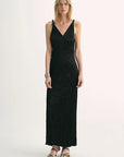 EASTMAN Ice Gloss Acetate Three - Dimensional Wave Drape Pleated V - Neck Suspender Dress - variant_title