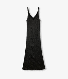 EASTMAN Ice Gloss Acetate Three - Dimensional Wave Drape Pleated V - Neck Suspender Dress - variant_title