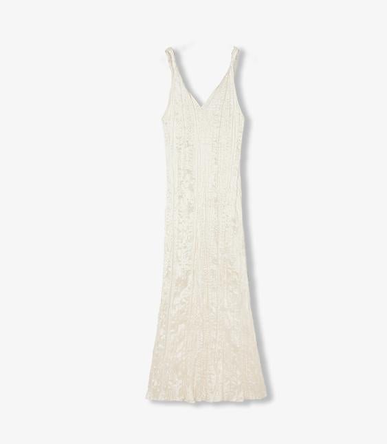 EASTMAN Ice Gloss Acetate Three - Dimensional Wave Drape Pleated V - Neck Suspender Dress - variant_title