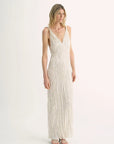 EASTMAN Ice Gloss Acetate Three - Dimensional Wave Drape Pleated V - Neck Suspender Dress - variant_title