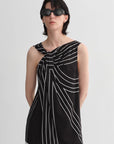 Elastic silk twisted collar original geometric print slim fit multi - occasion T-shirt sleeveless vest for women - variant_title